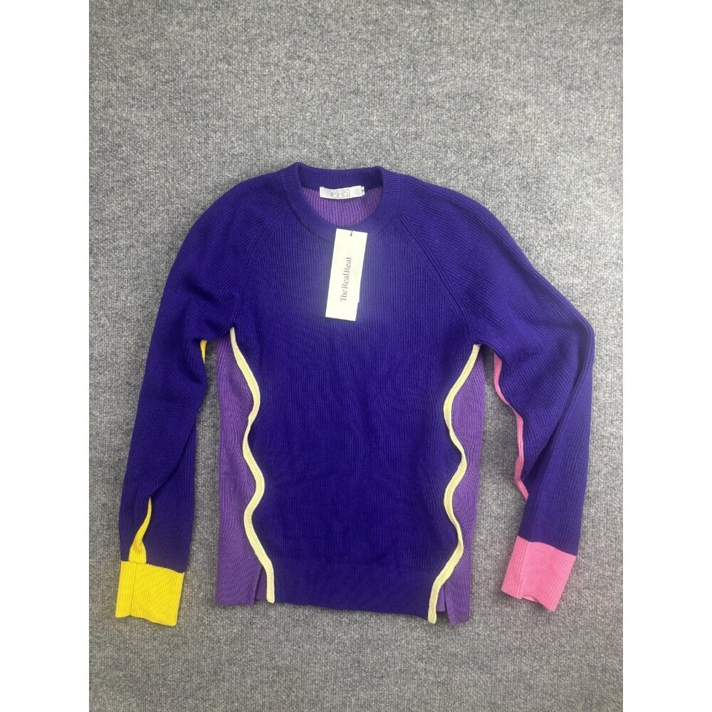 PH5 Sweater Womens Small Purple Colorblock Stripe Raglan Crew Neck Knit Pullover